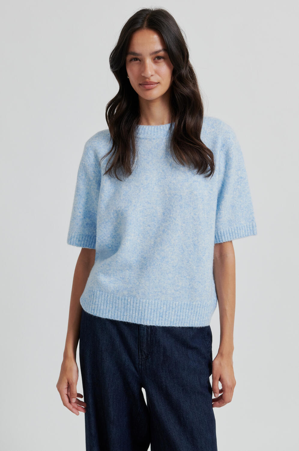 Billa O-Neck striktrøje - Powder Blue