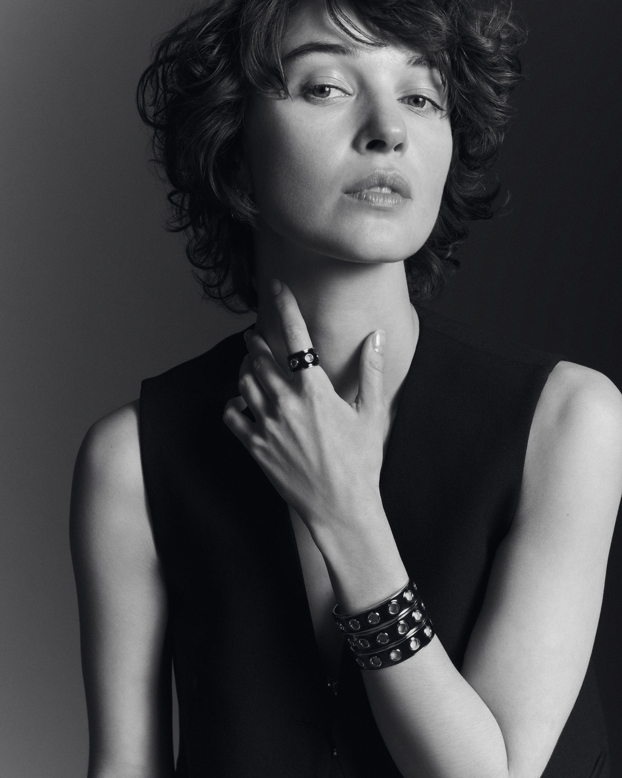 Eyelet armbånd - Rhodium/Black