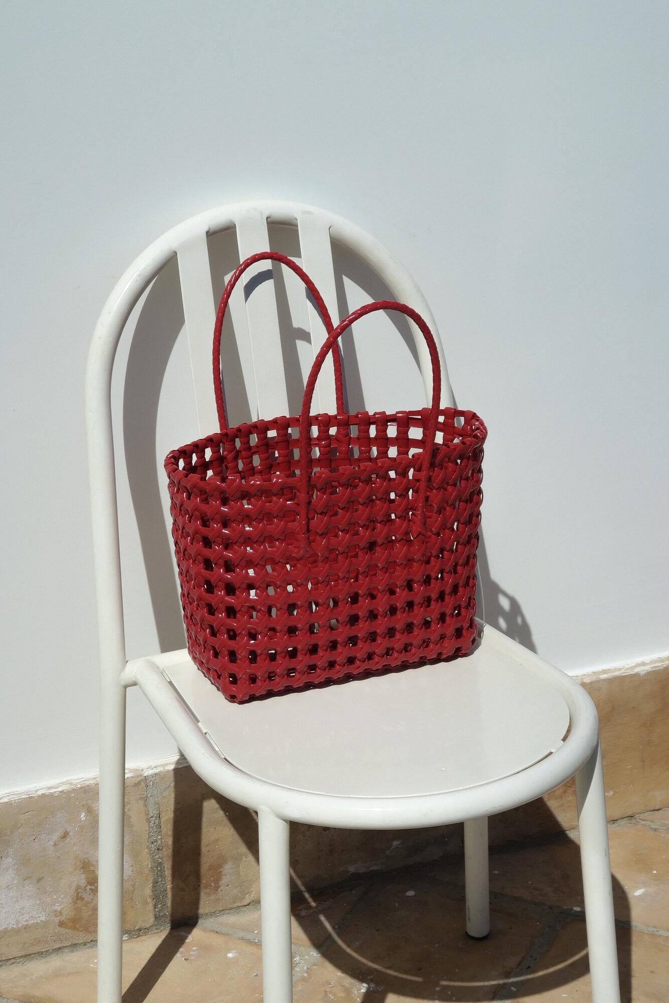 Kaya Woven shopper, Small - rød