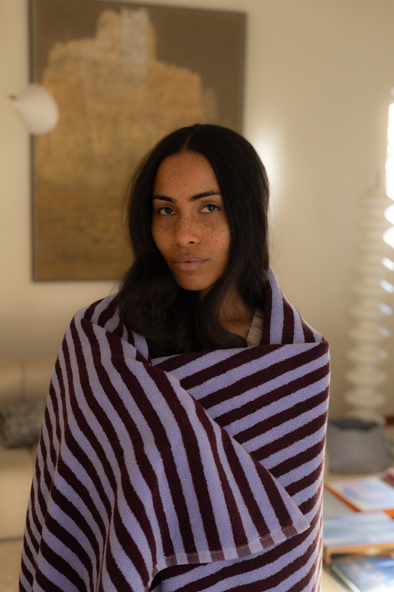 Naram håndklæde - wine & lavender blue