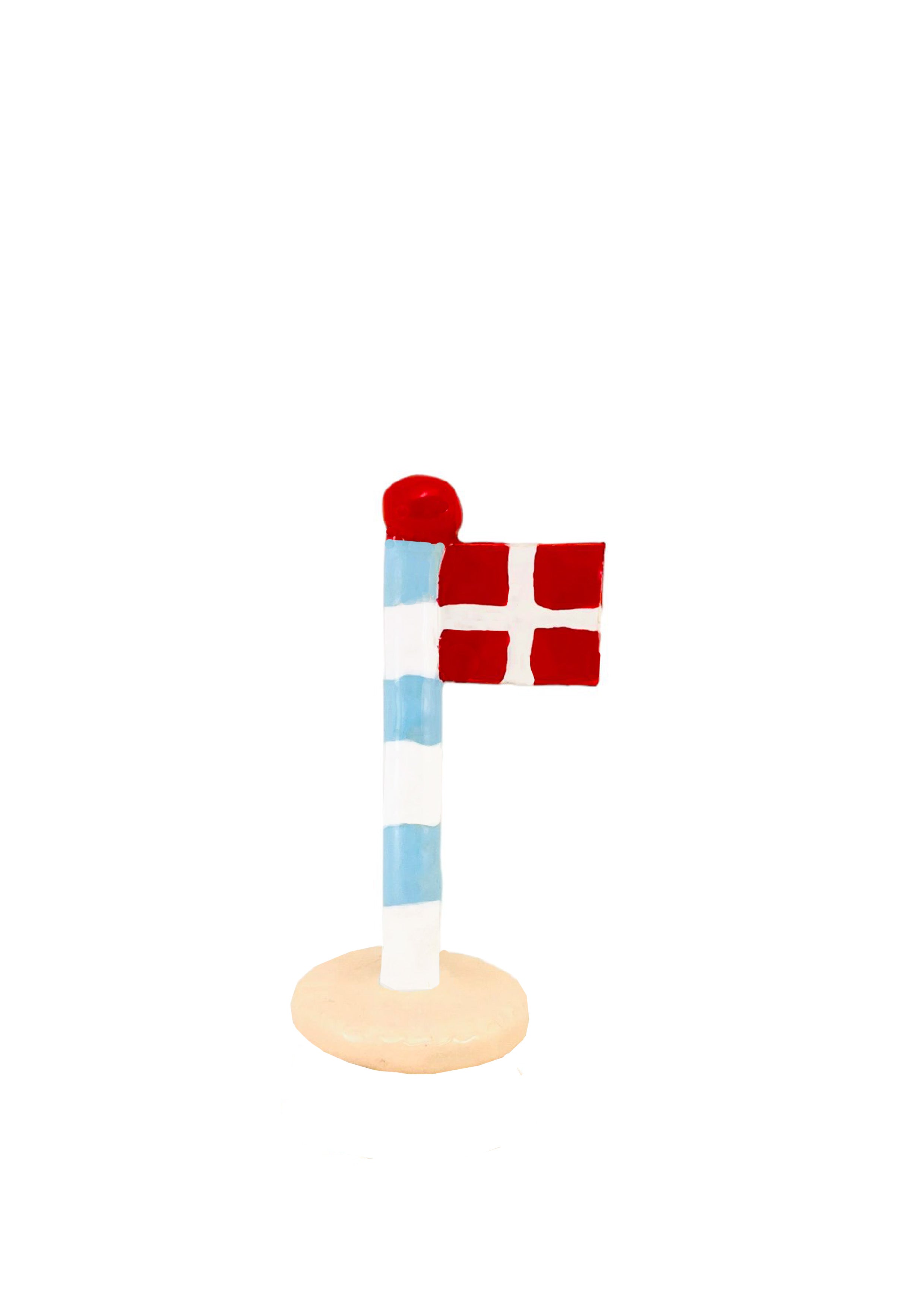 Stribet flag m. rød knop - H10-14 cm.