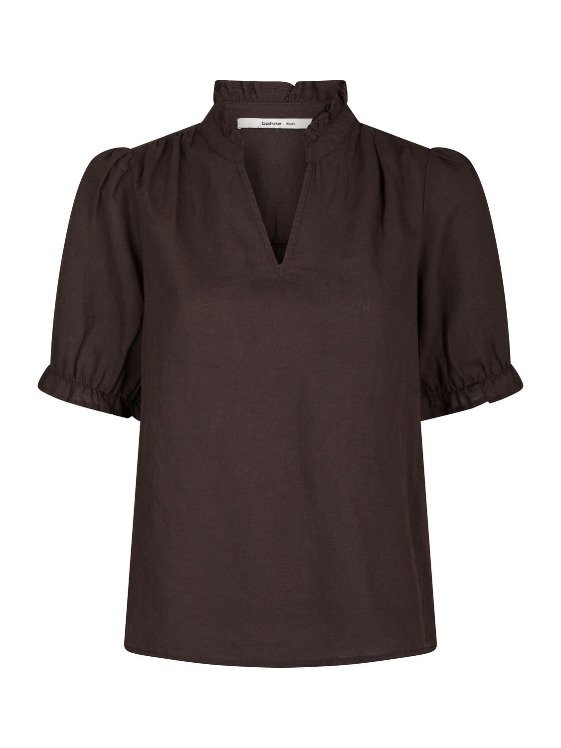 Hedesa hørbluse - mørkebrun