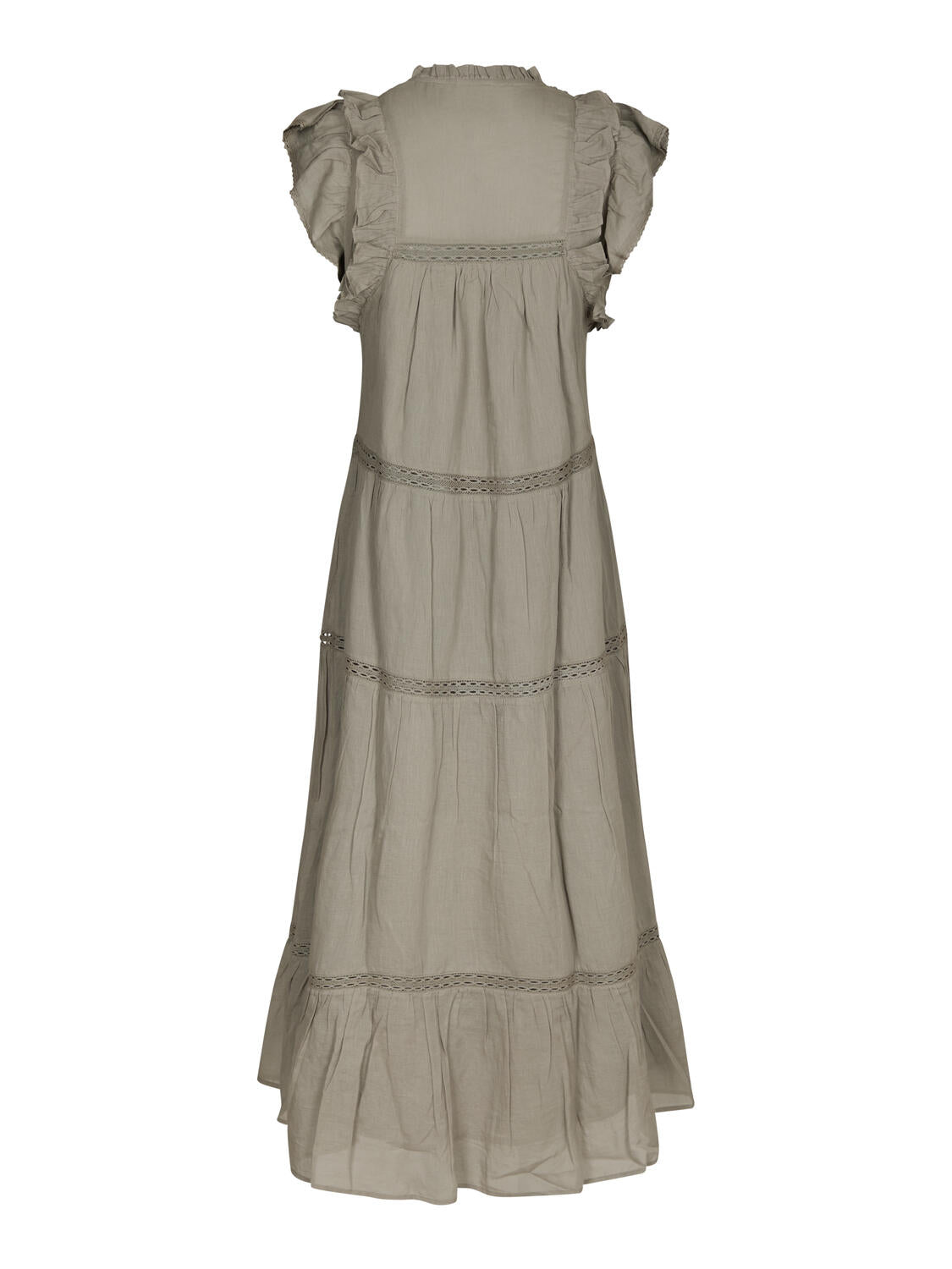 Melanie Voile lang kjole - Smoke Green