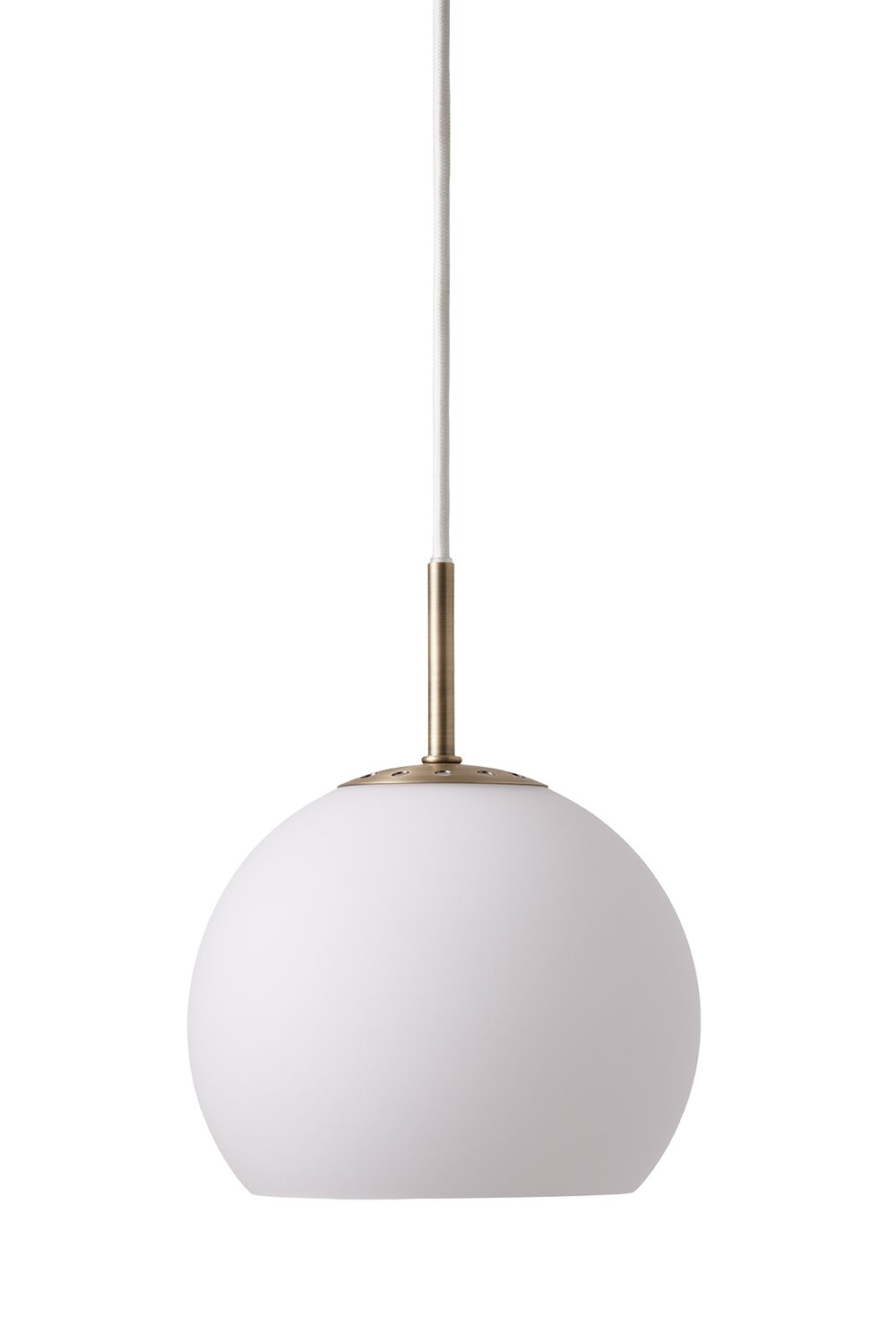 Ball Glass Pendellampe, Opal White - Ø18 cm.