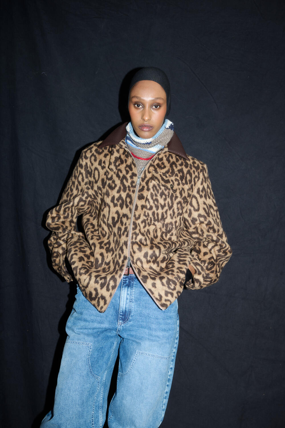 Beline jakke - Wool Camel Leopard