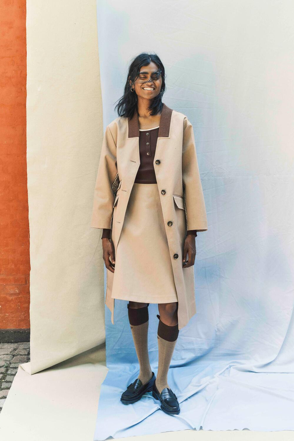 Dagny trenchcoat - Portabella Camel Check