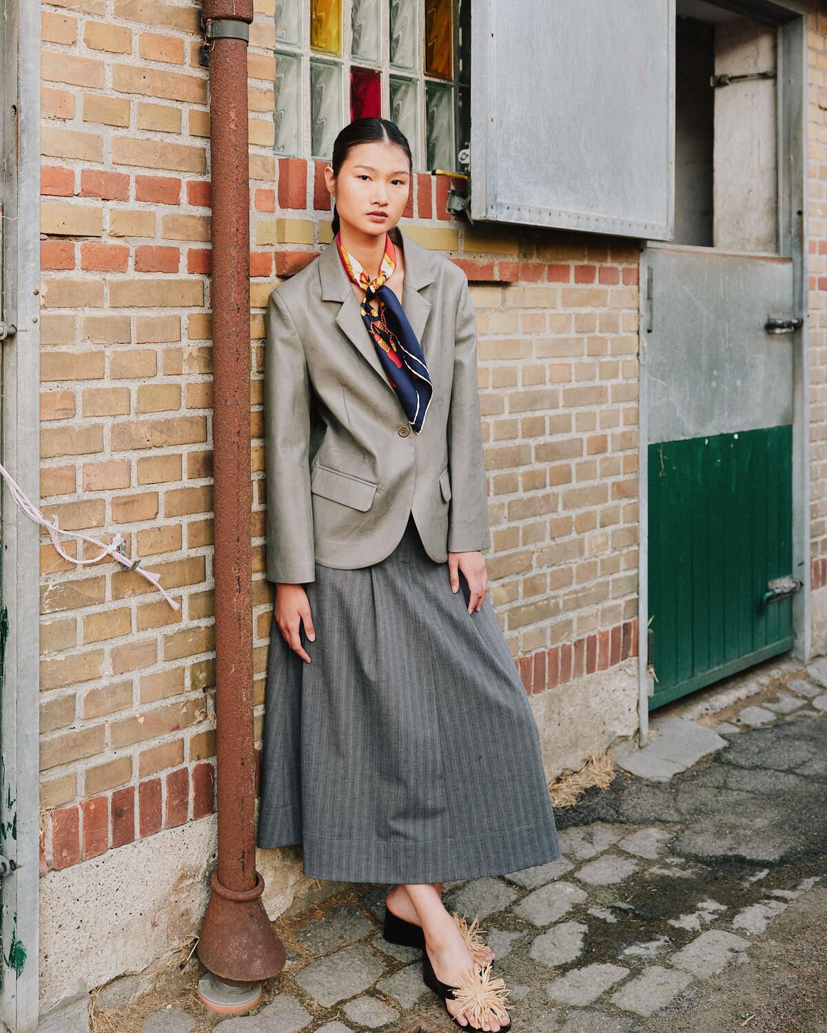 Sabrinna nederdel - Grey Stripes