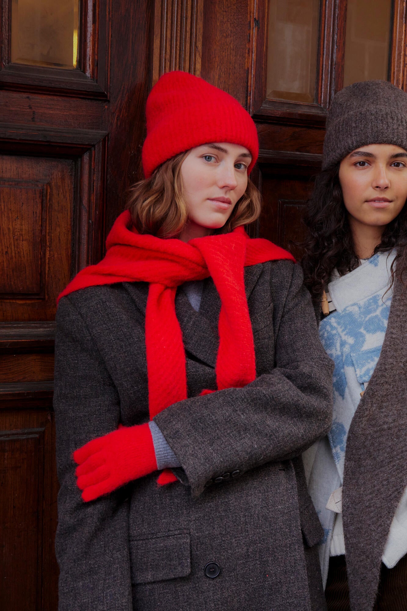 Alpaca-Wool Triangle halstørklæde - Salsa Red