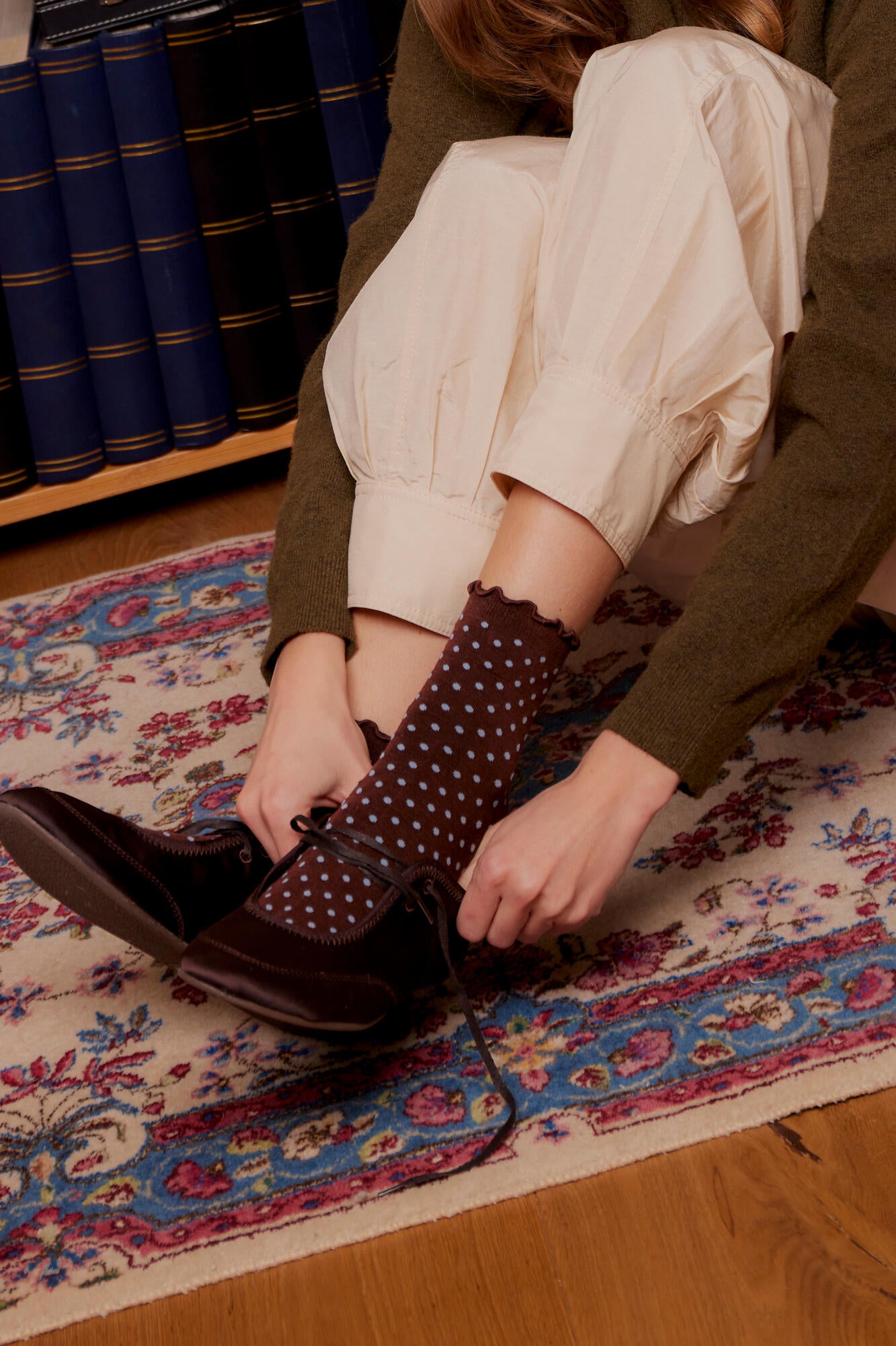 Dotted Frilla Short strømper - Chocolate Brown