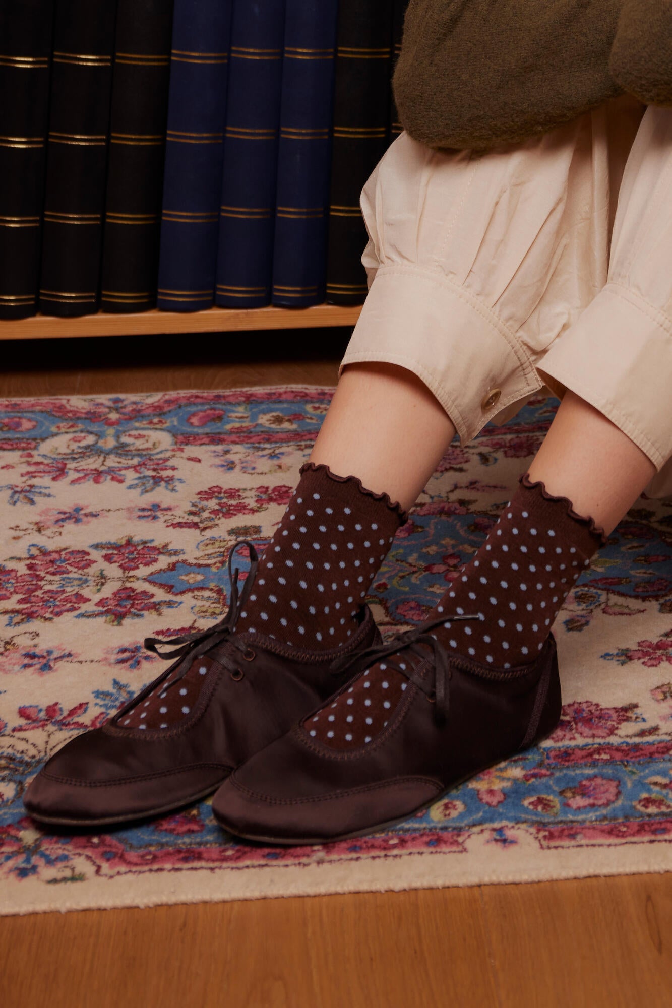 Dotted Frilla Short strømper - Chocolate Brown