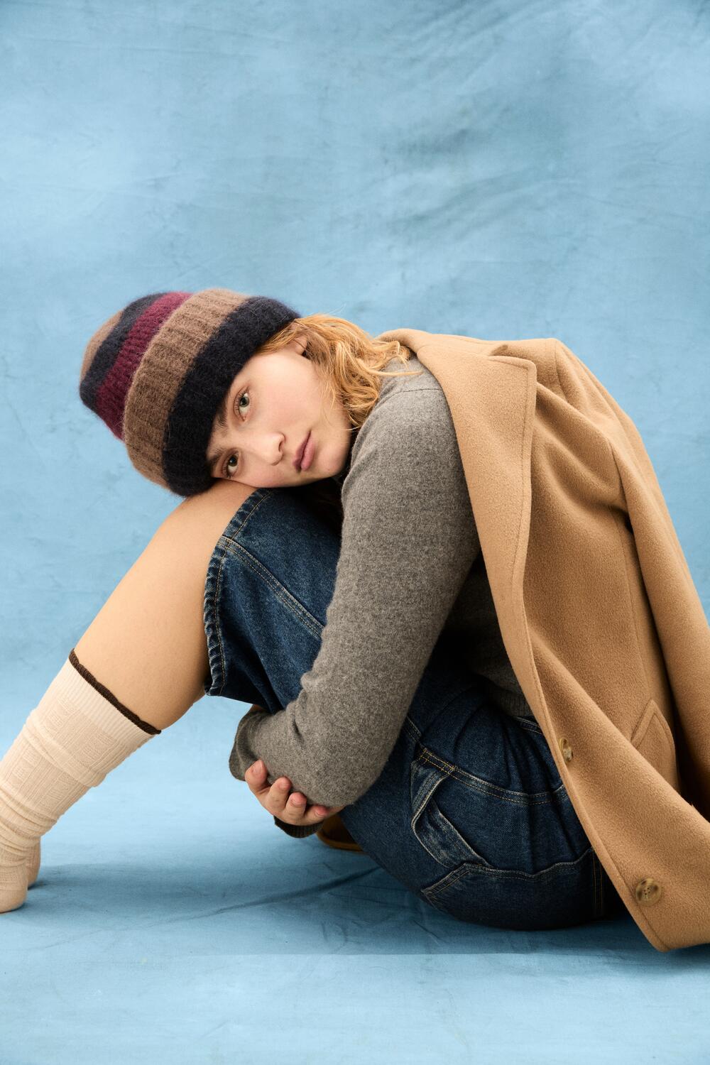 Striped Soloma beanie - bordeaux