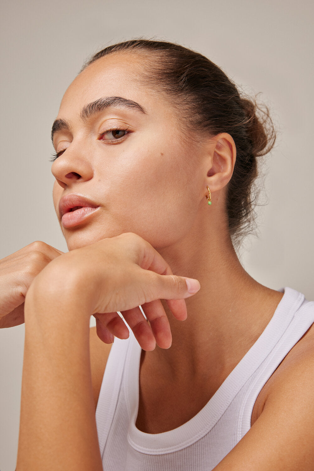 Belle hoops - forgyldt/Dusty Green