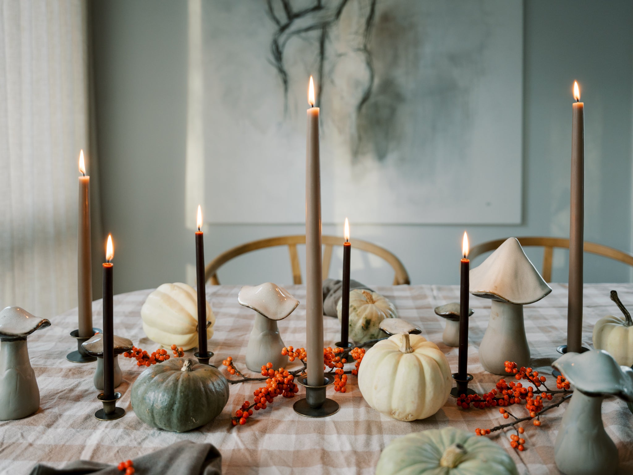 Dyppede stagelys, Taupe - 4 stk.