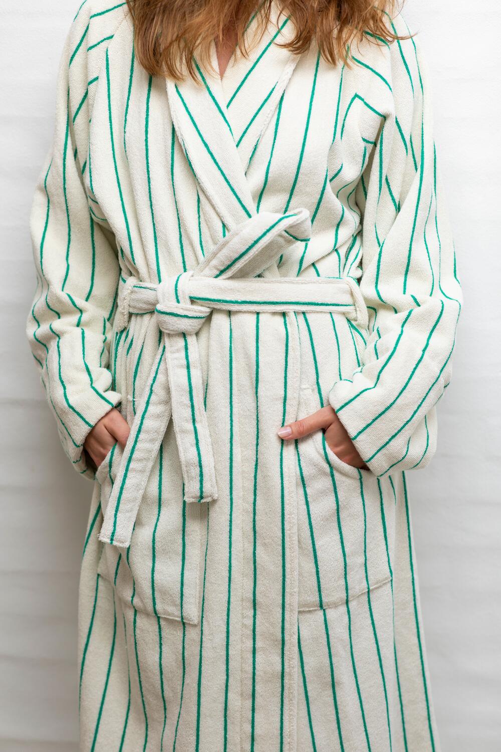 Naram badekåbe - Pure White & Grass