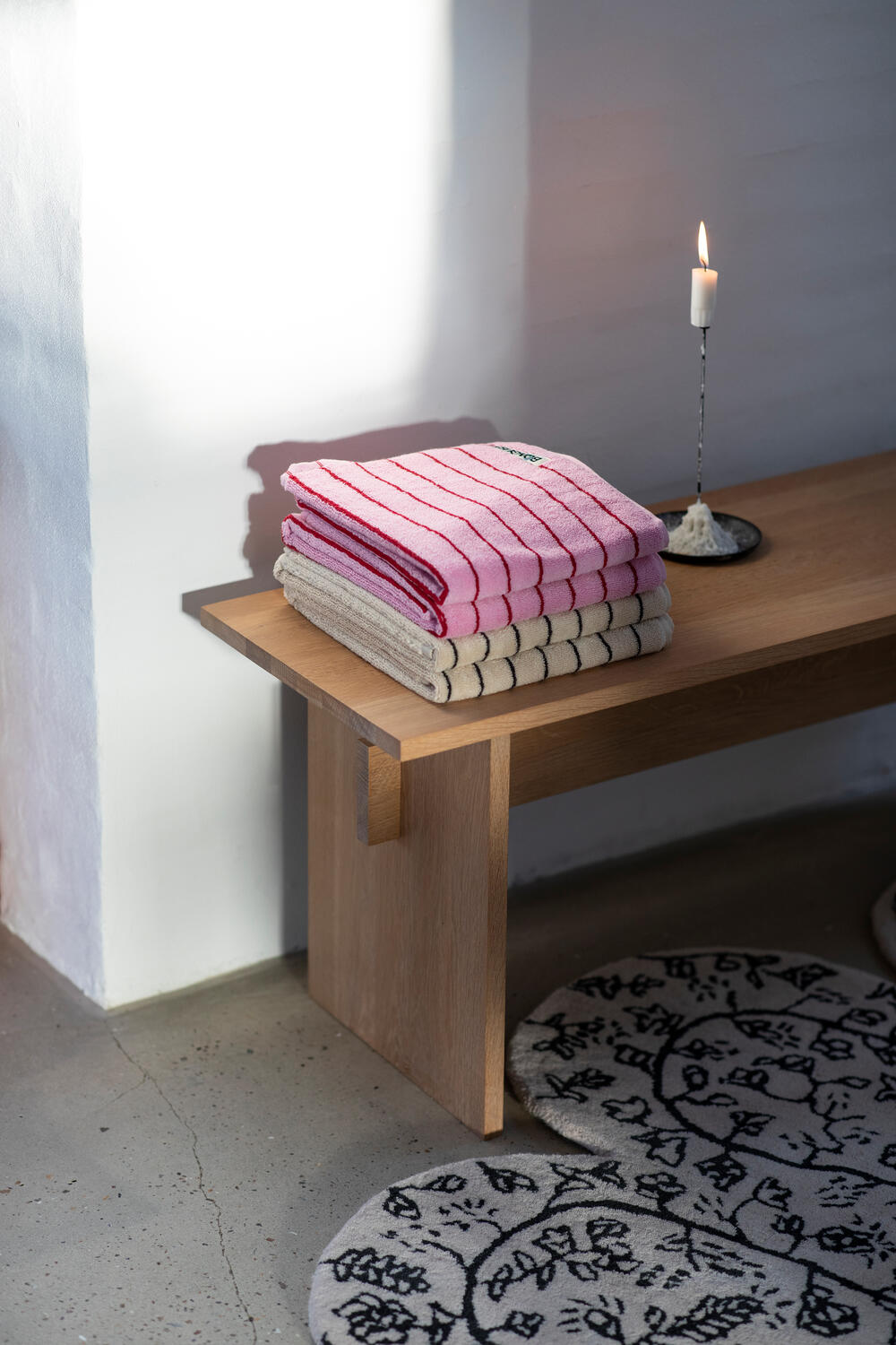 Naram håndklæde - Baby Pink & Ski Patrol Red