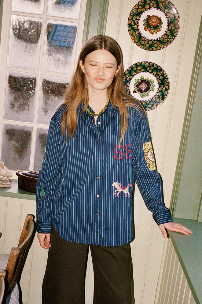 Brenna skjorte - Navy Stripes