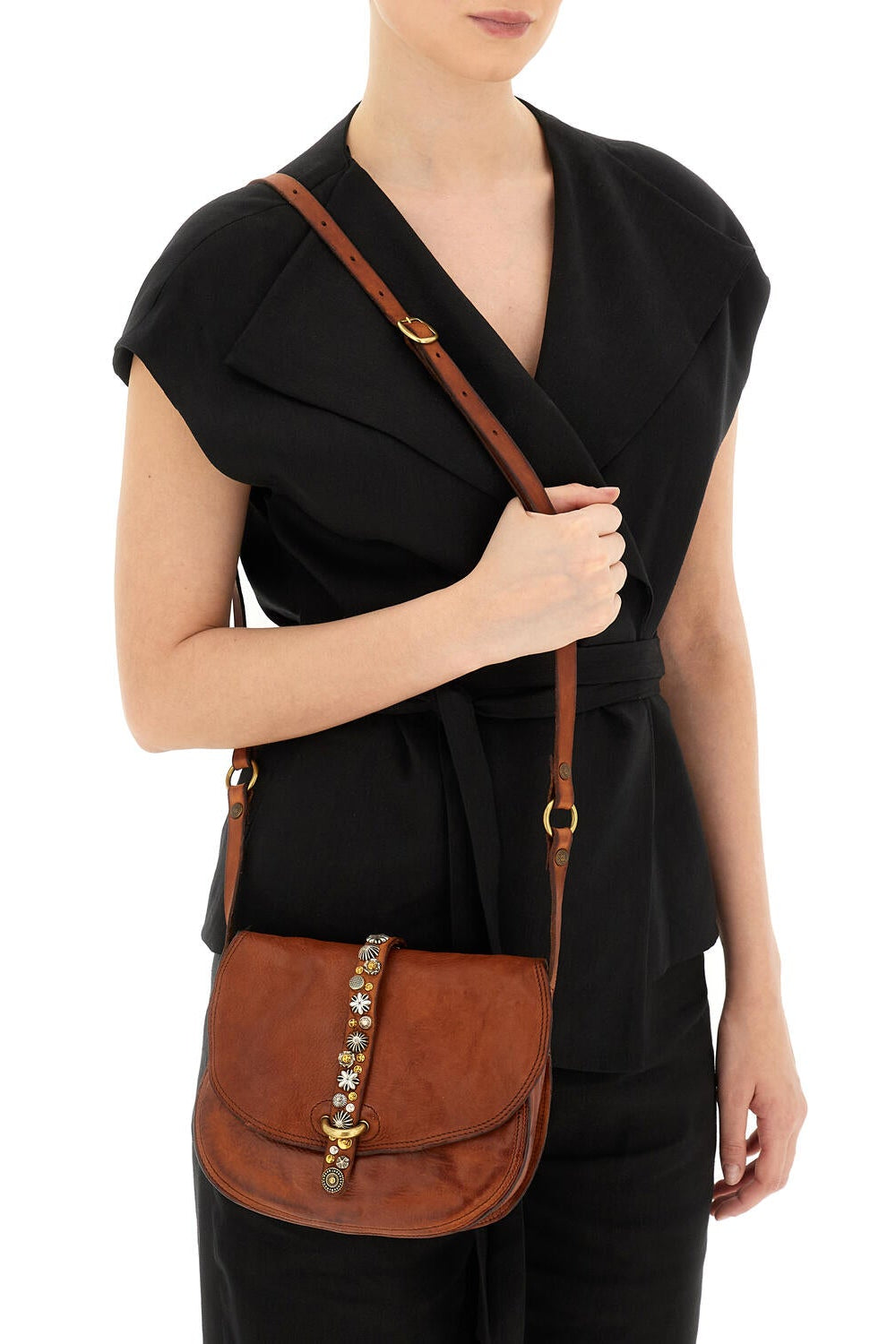 Linda crossbody taske, medium - Cognac