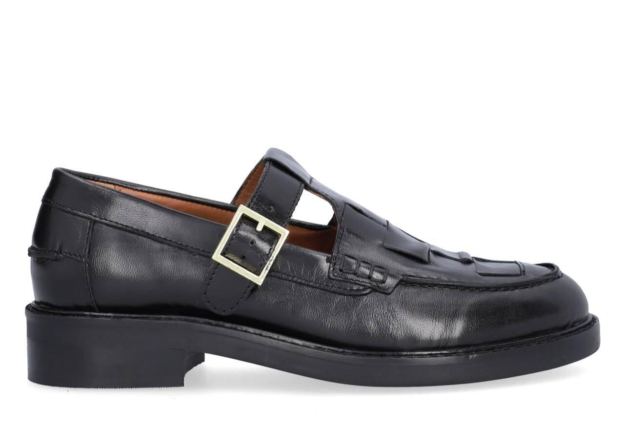 T-Bar Flet loafers - Black Calf 80