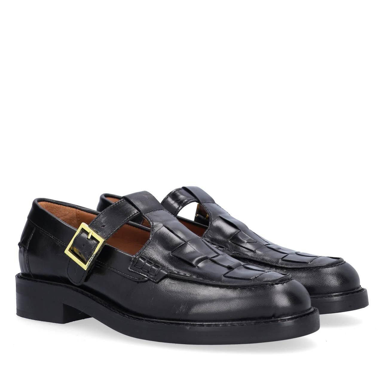T-Bar Flet loafers - Black Calf 80