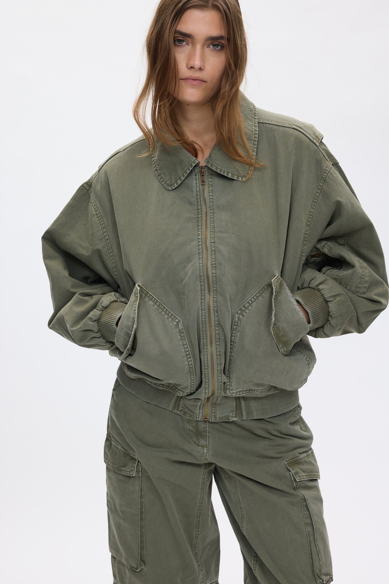 Canvas Padded Ezmira bomberjakke – Washed Sage