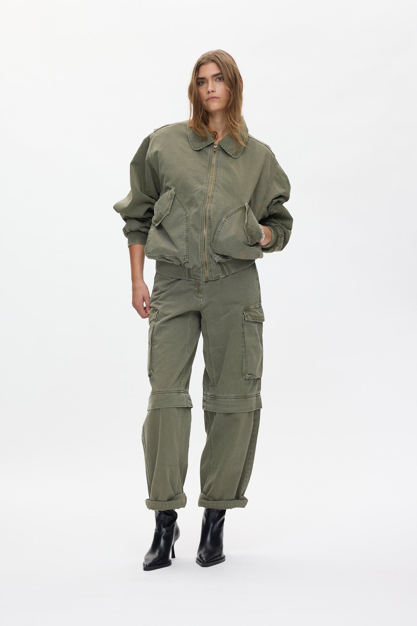 Canvas Padded Ezmira bomberjakke – Washed Sage