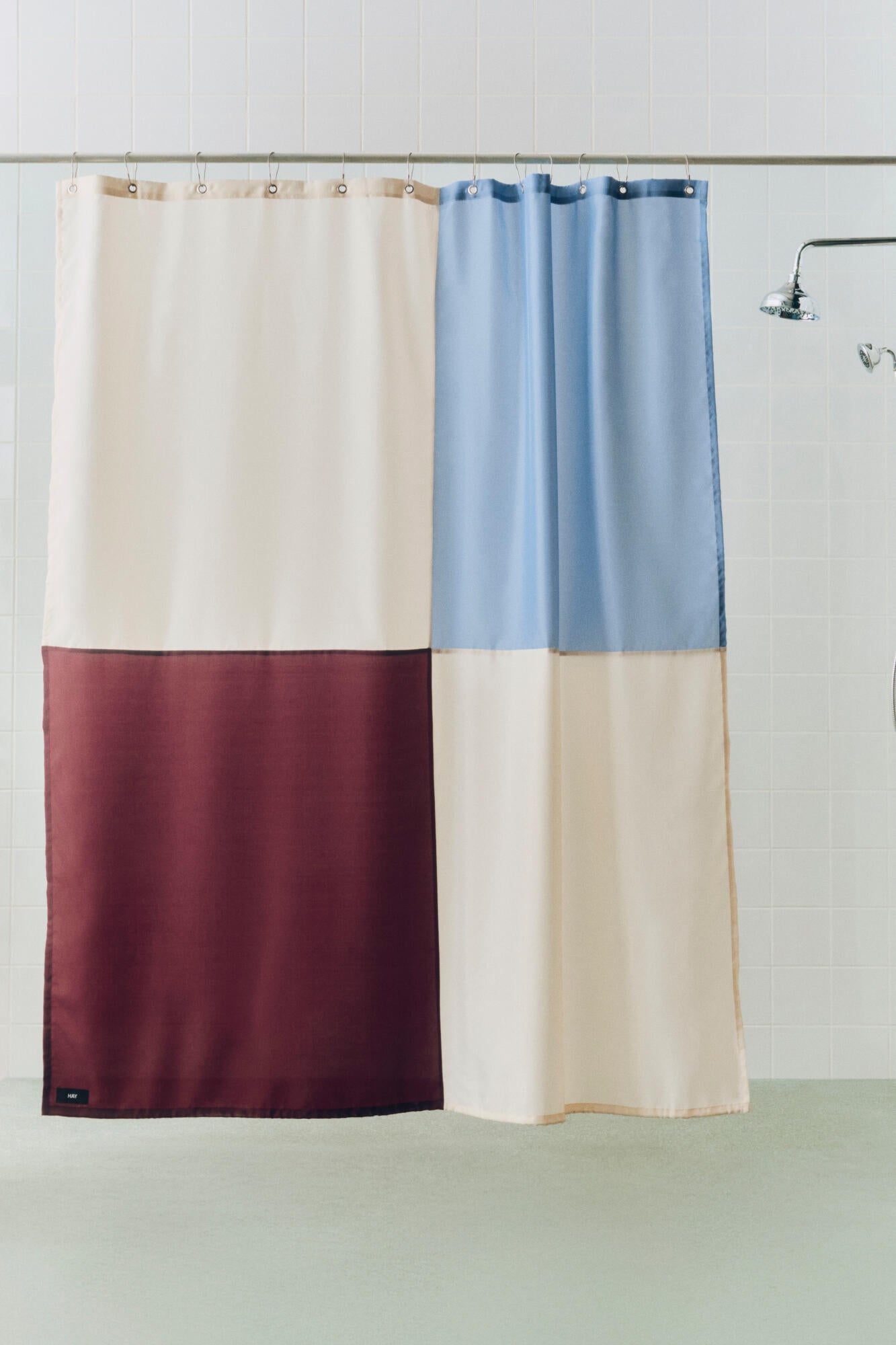 Check badeforhæng, 180x200 cm - Burgundy