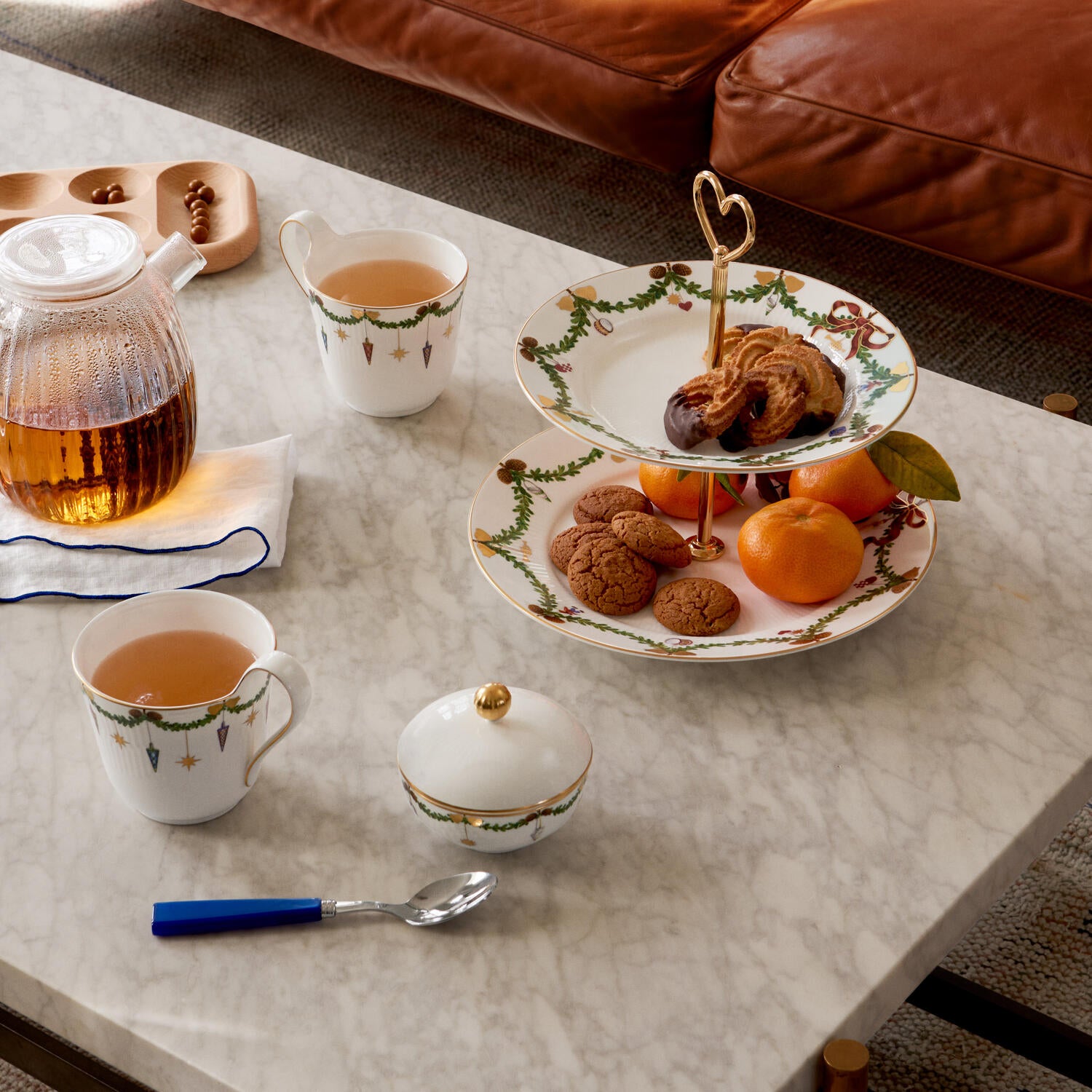 Stjerne Riflet juleskål med låg - 15 cl