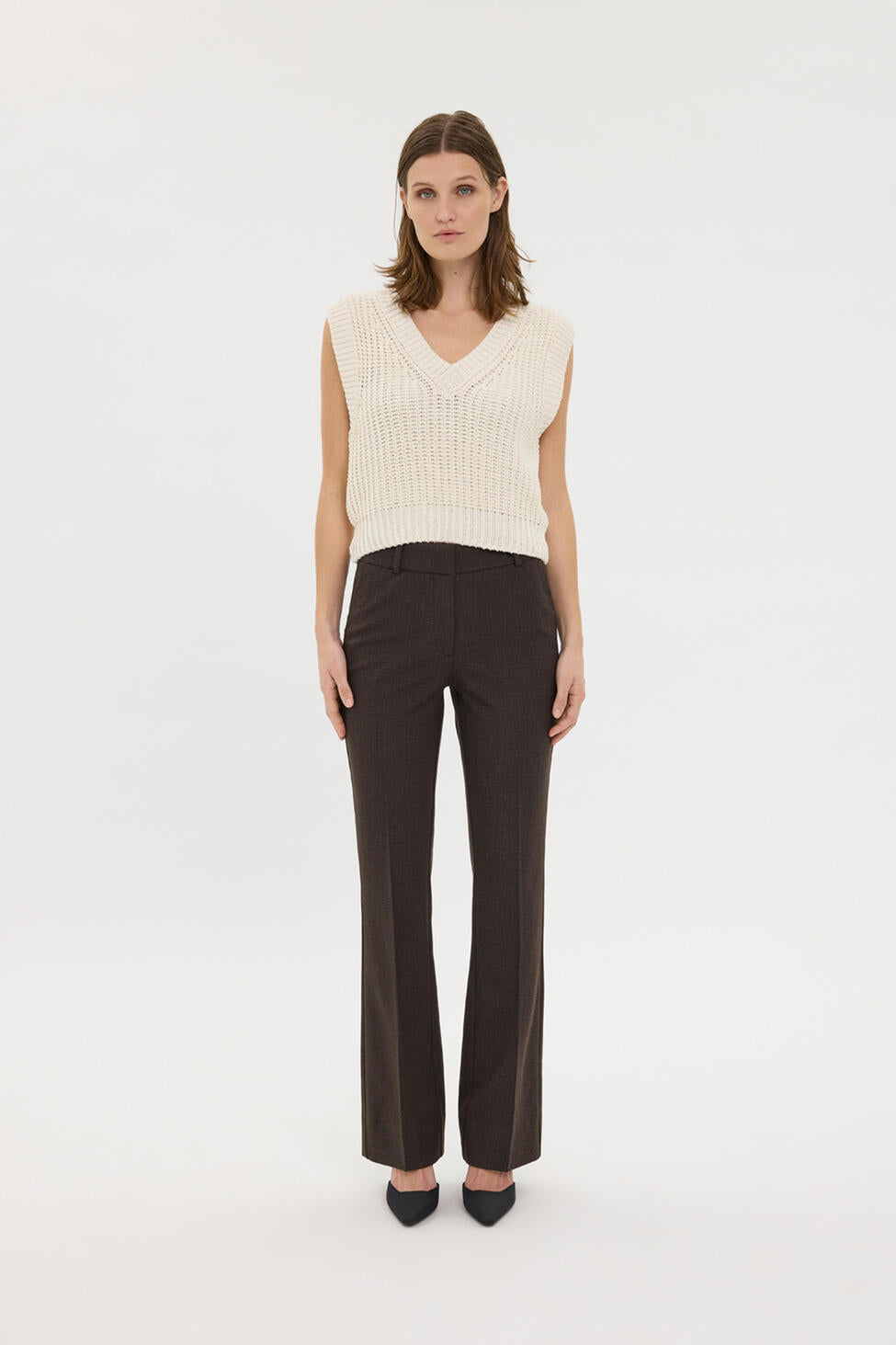 ClaraFV bukser, Long - Mocca Check