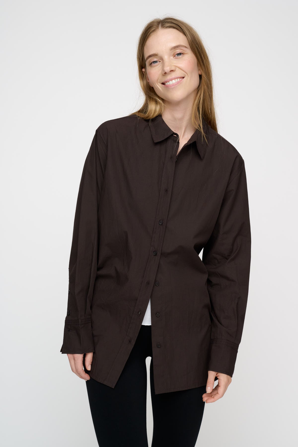 Clean Poplin skjorte - mørkebrun