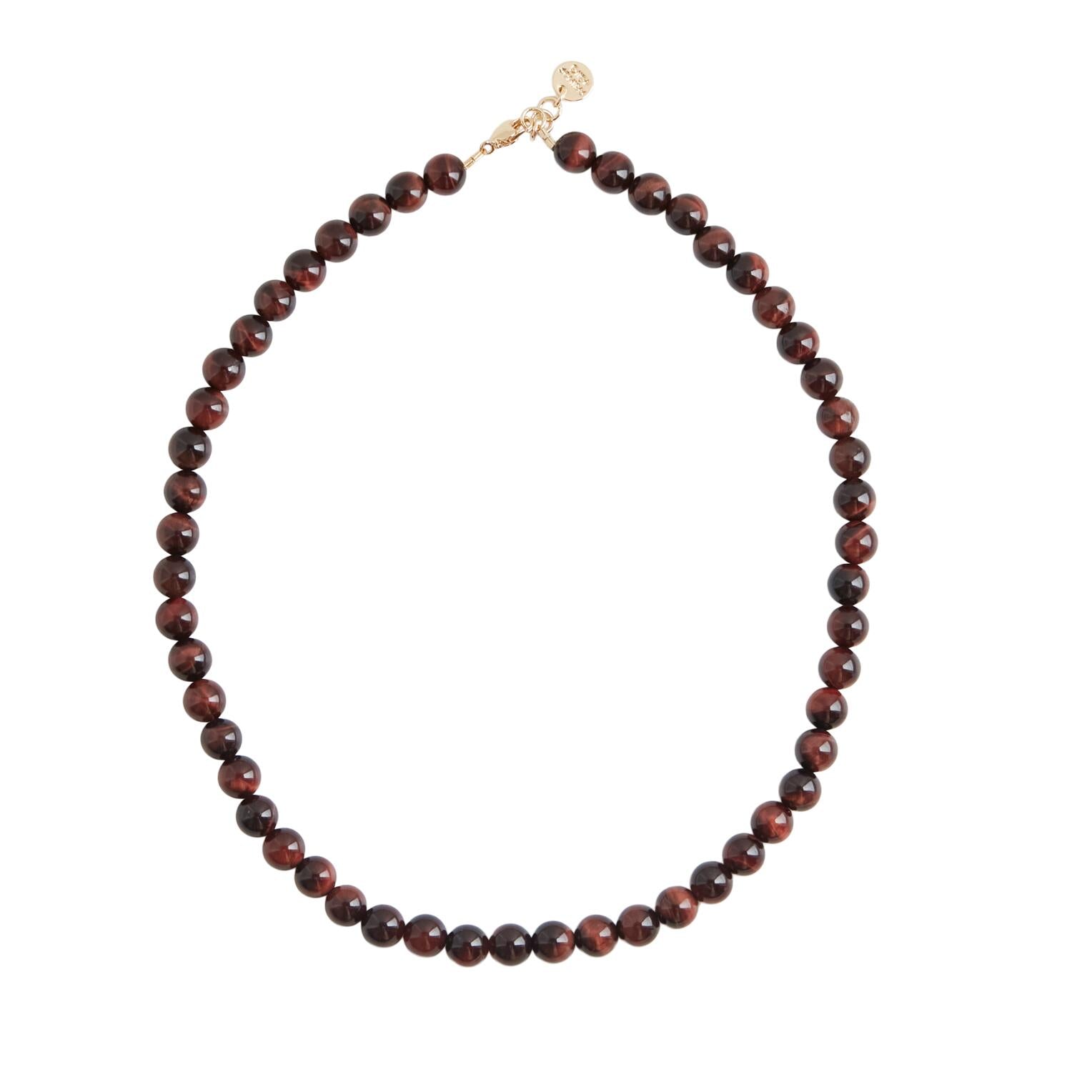 Color Tiger Eye halskæde - rød