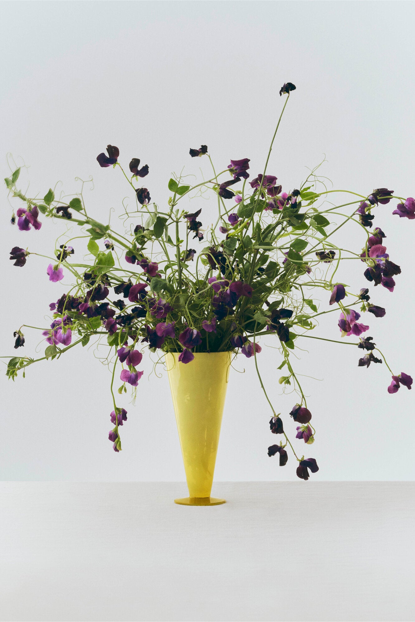 Conical vase, Yellow/Lime Green - H26 cm