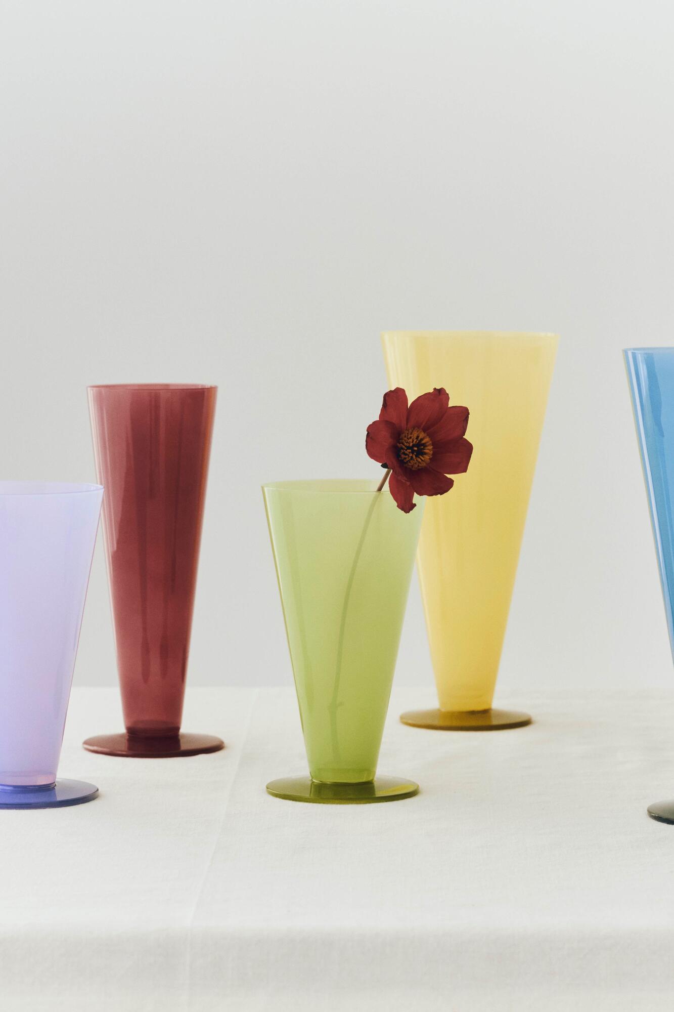 Conical vase, Yellow/Lime Green - H26 cm