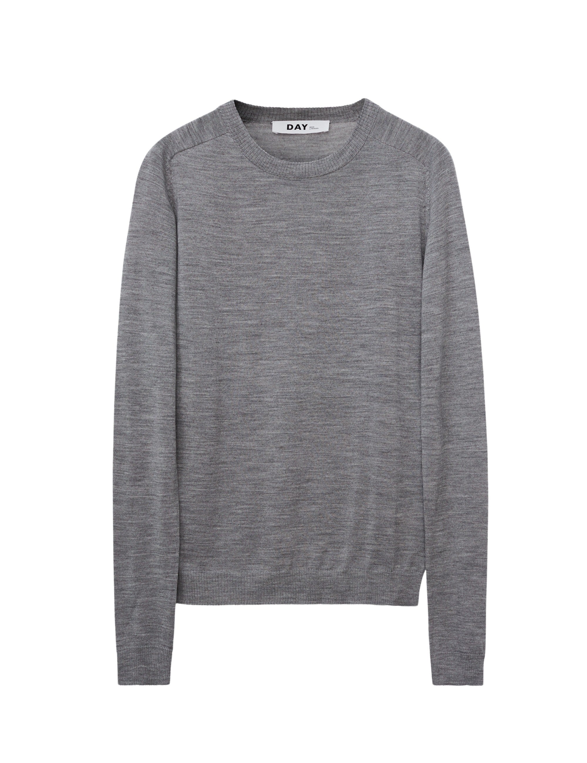Annabelle uldstriktrøje - Medium grey melange