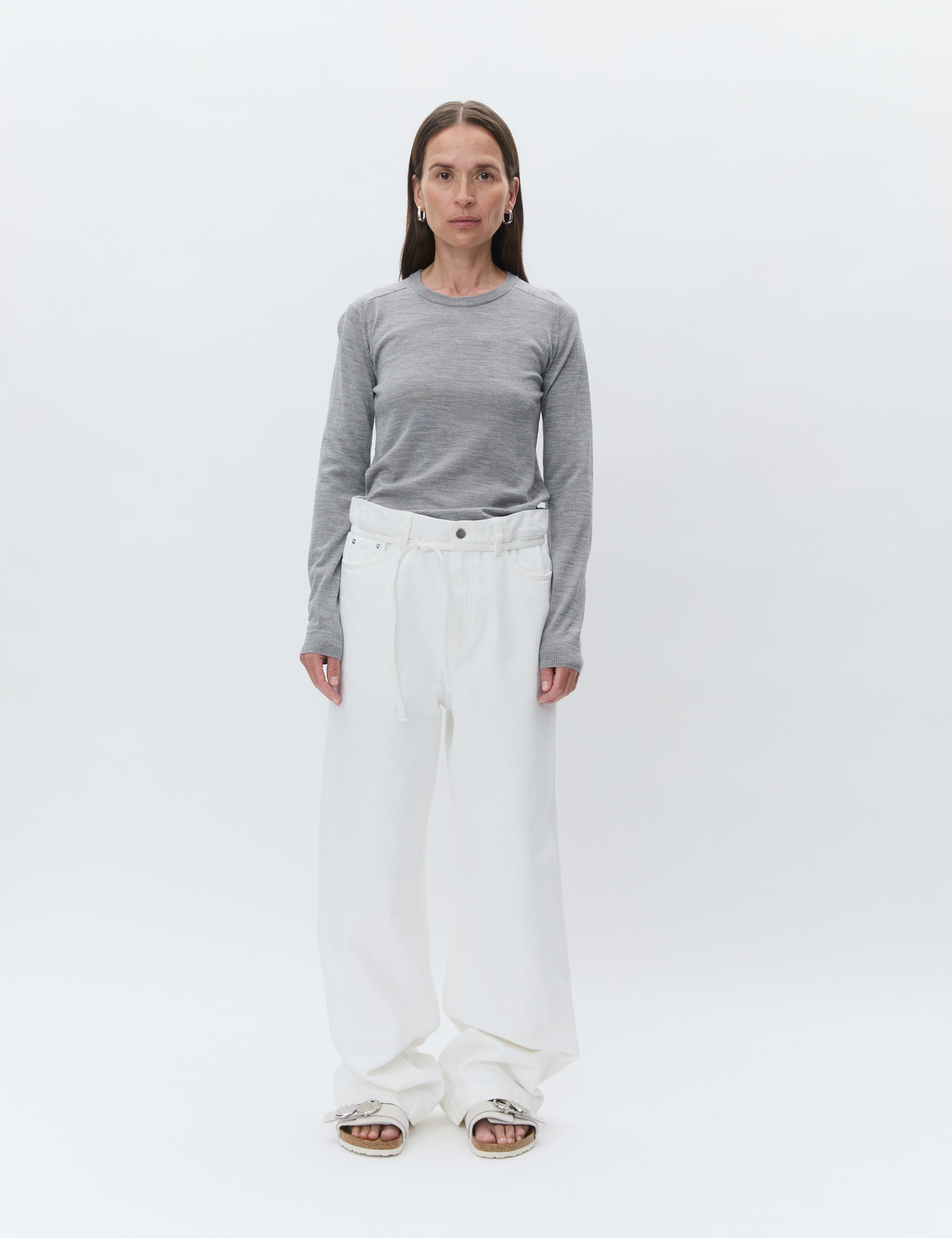 Annabelle uldstriktrøje - Medium grey melange