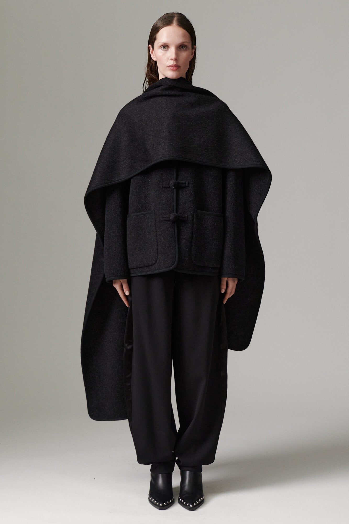 Sia Bonded Soft uldjakke - Dark Grey Melange