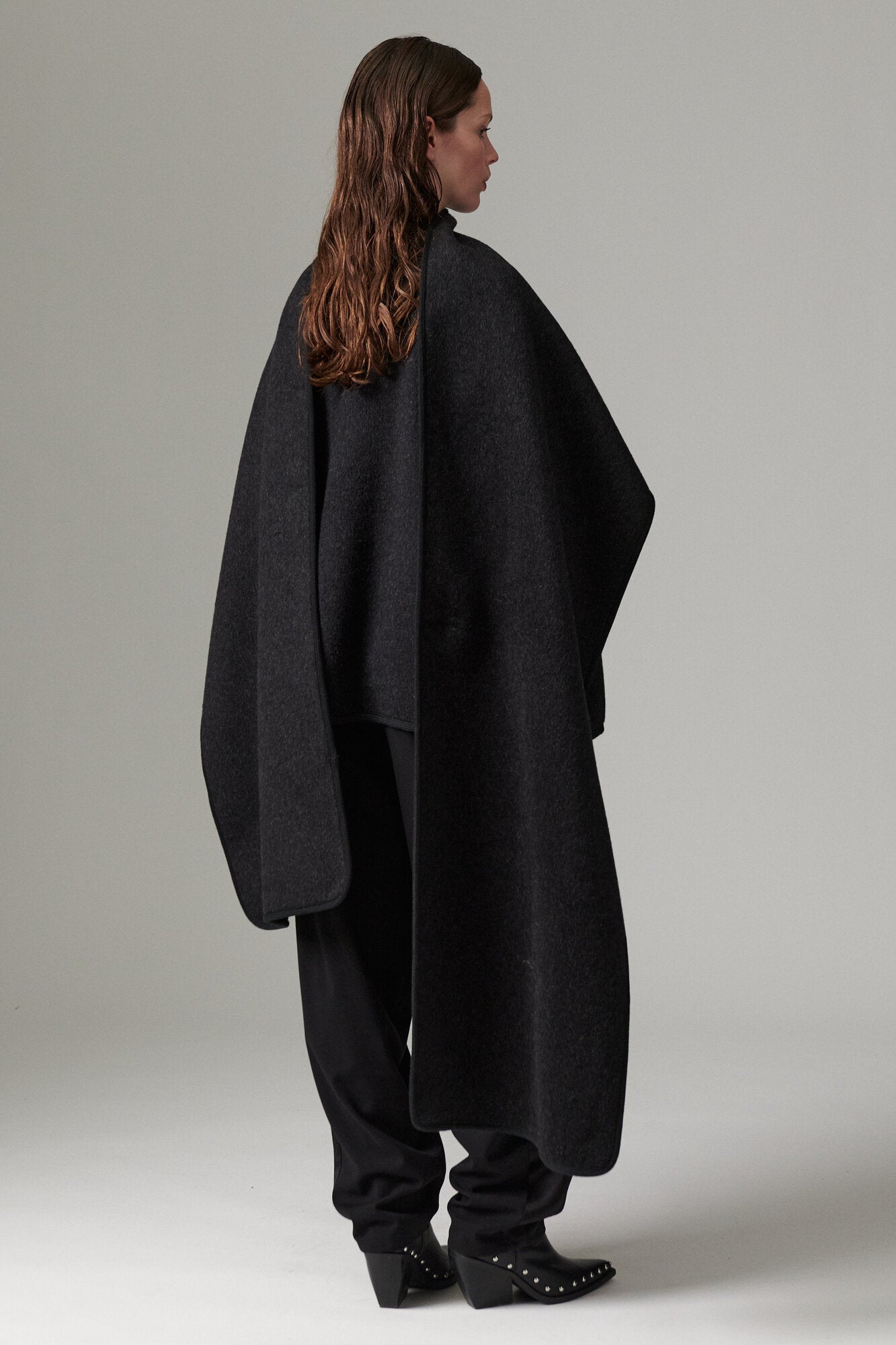 Sia Bonded Soft uldjakke - Dark Grey Melange