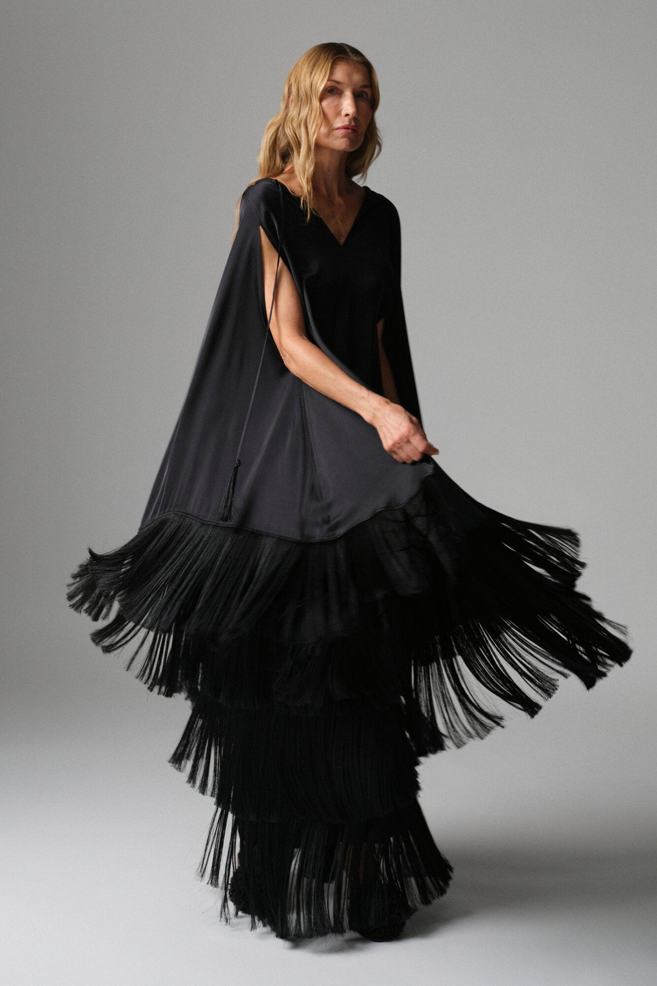Saxon Fluid Viscose kjole – Black