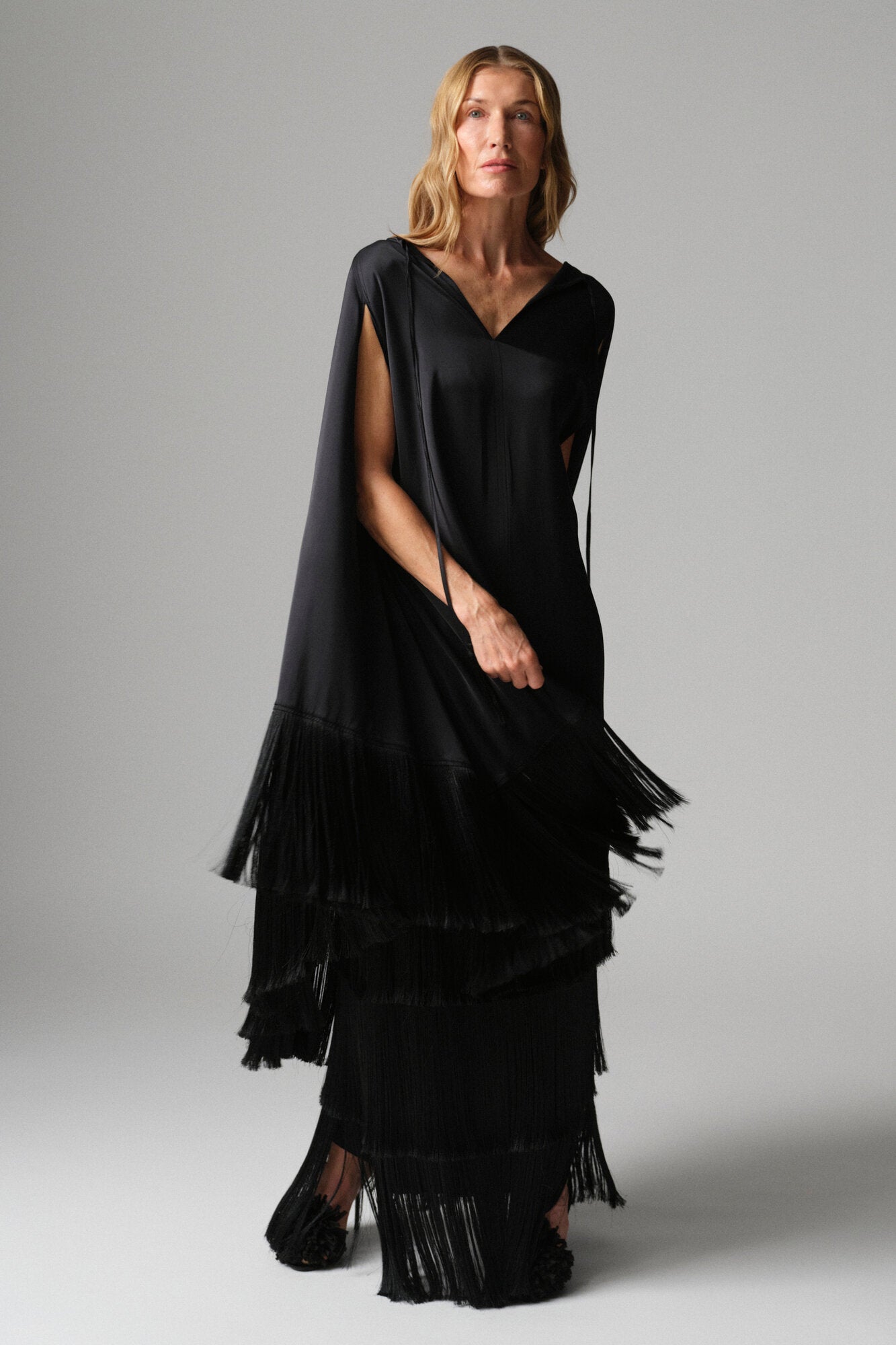Saxon Fluid Viscose kjole – Black