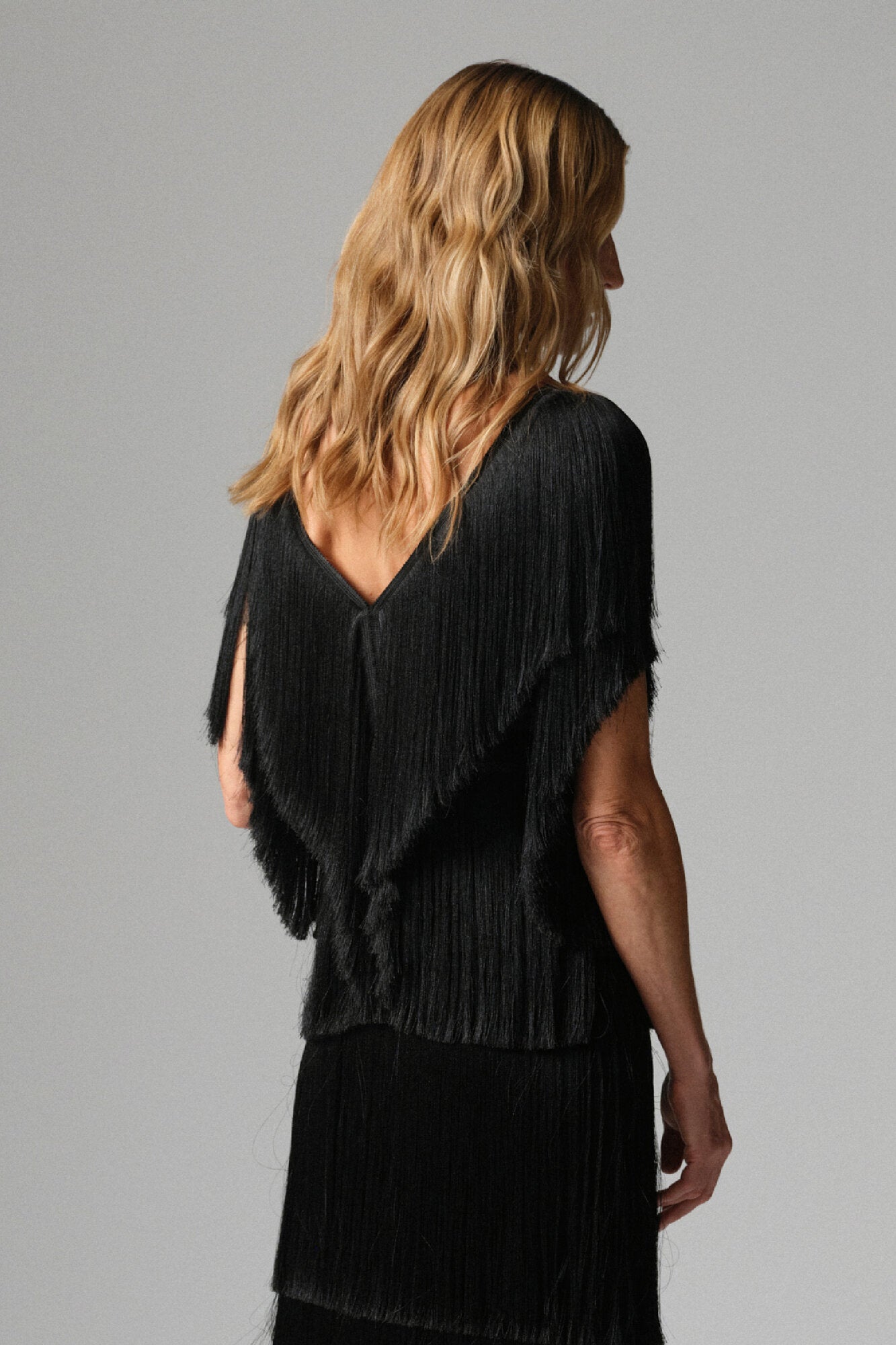 Fitao Modern Fringe top – Black