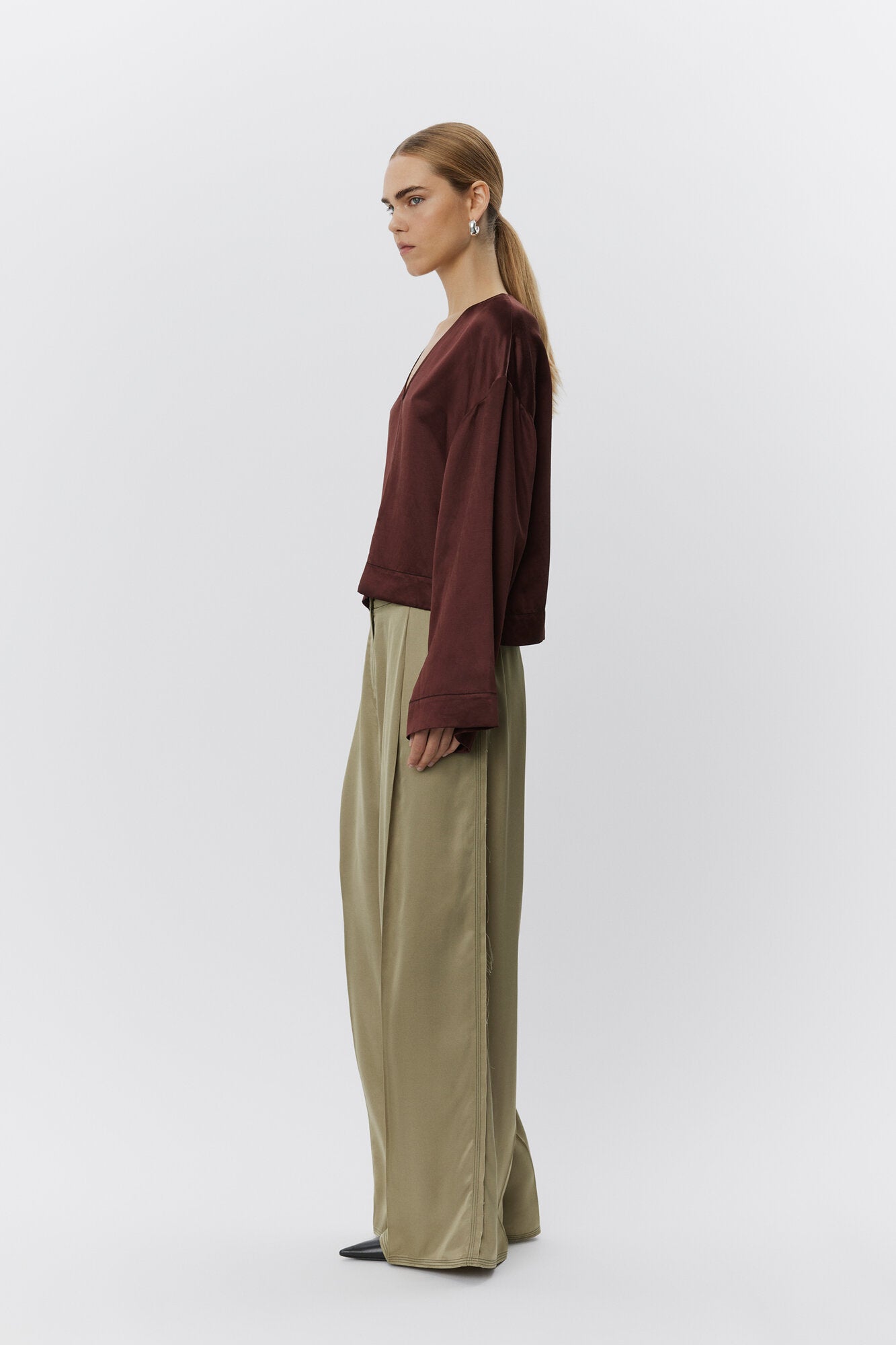 Fisher Fluid Viscose bukser - Sage Khaki