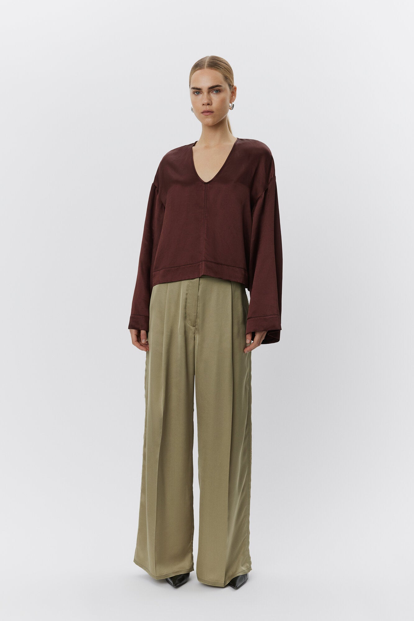Fisher Fluid Viscose bukser - Sage Khaki