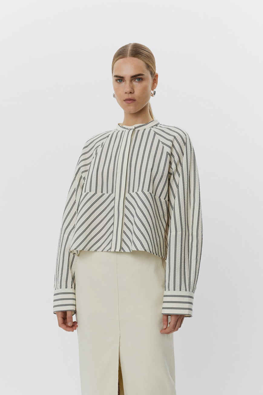 Springer Delicate Stripes skjorte - Pistachio Stripe