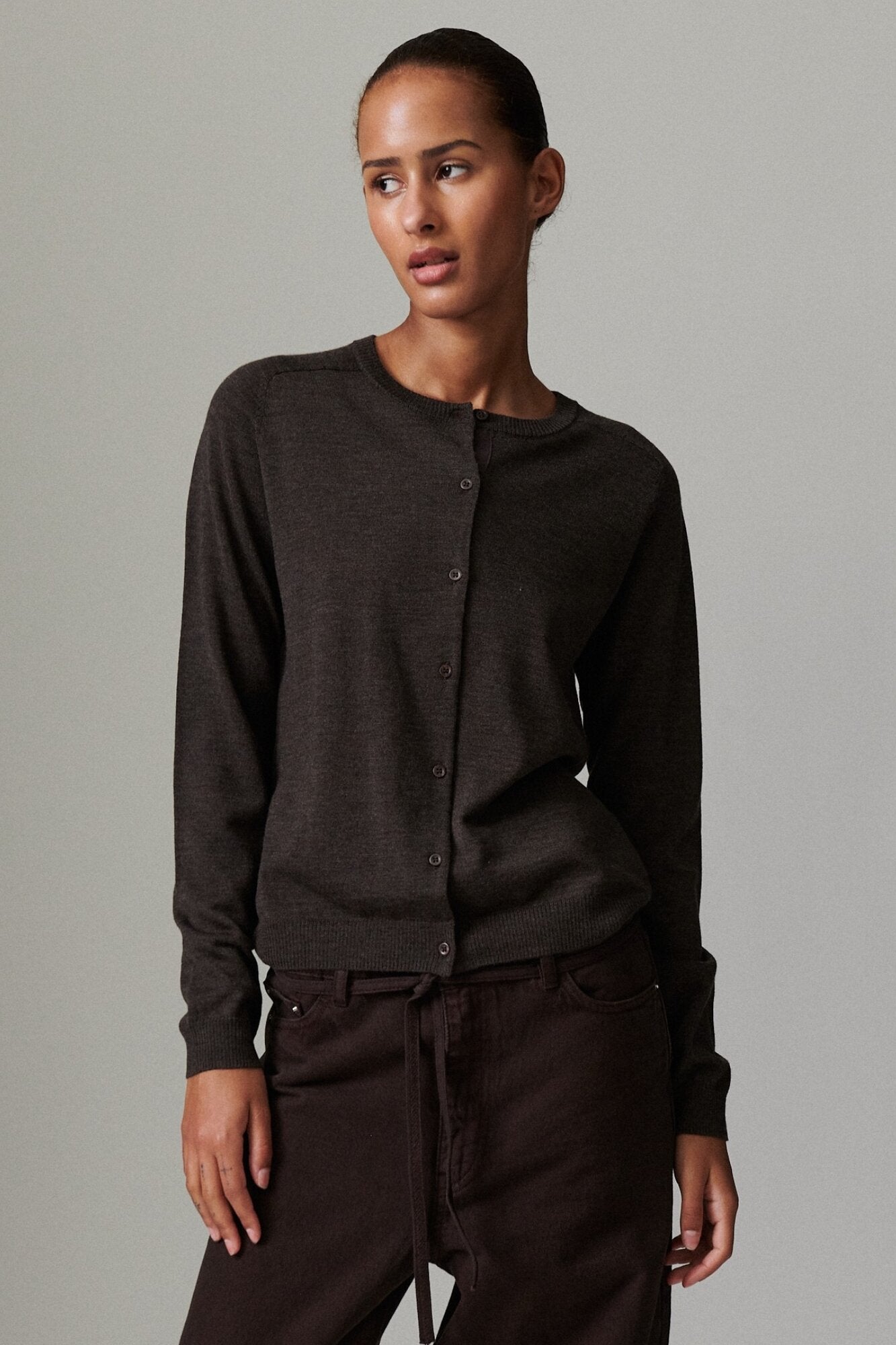Daily Elements Luna cardigan - Expresso Melange