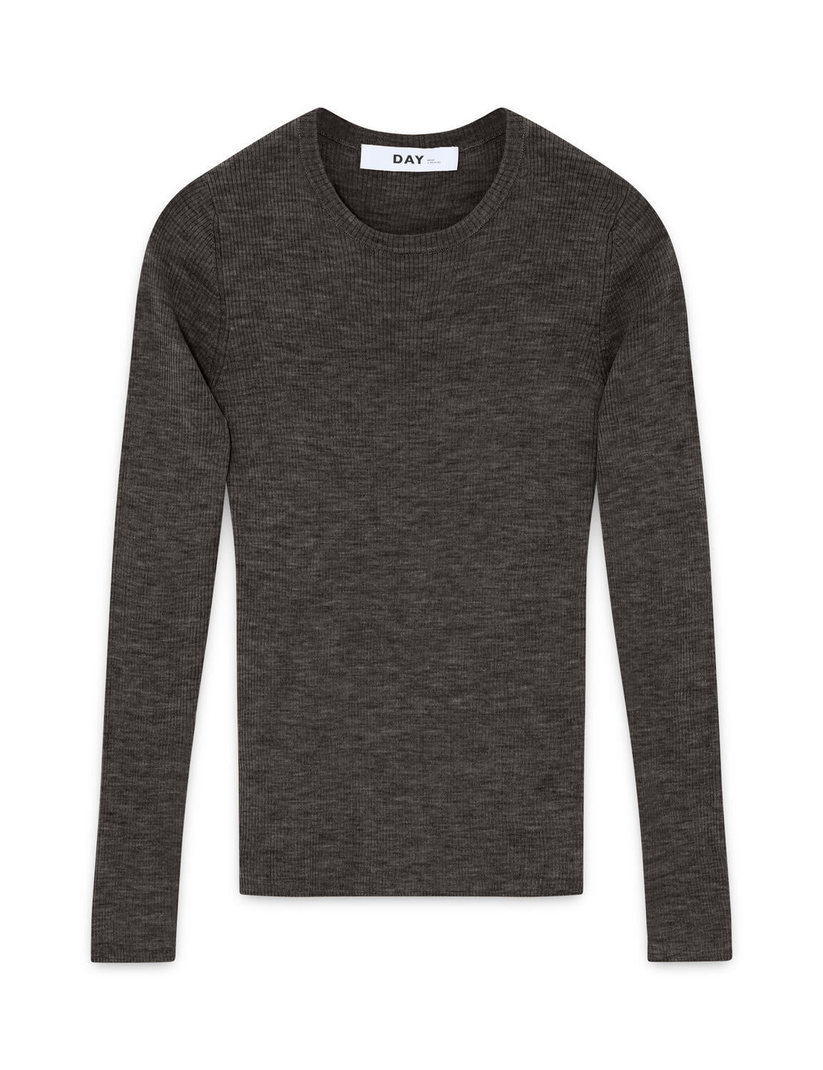 Daily Elements Marina langærmet t-shirt - Expresso Melange