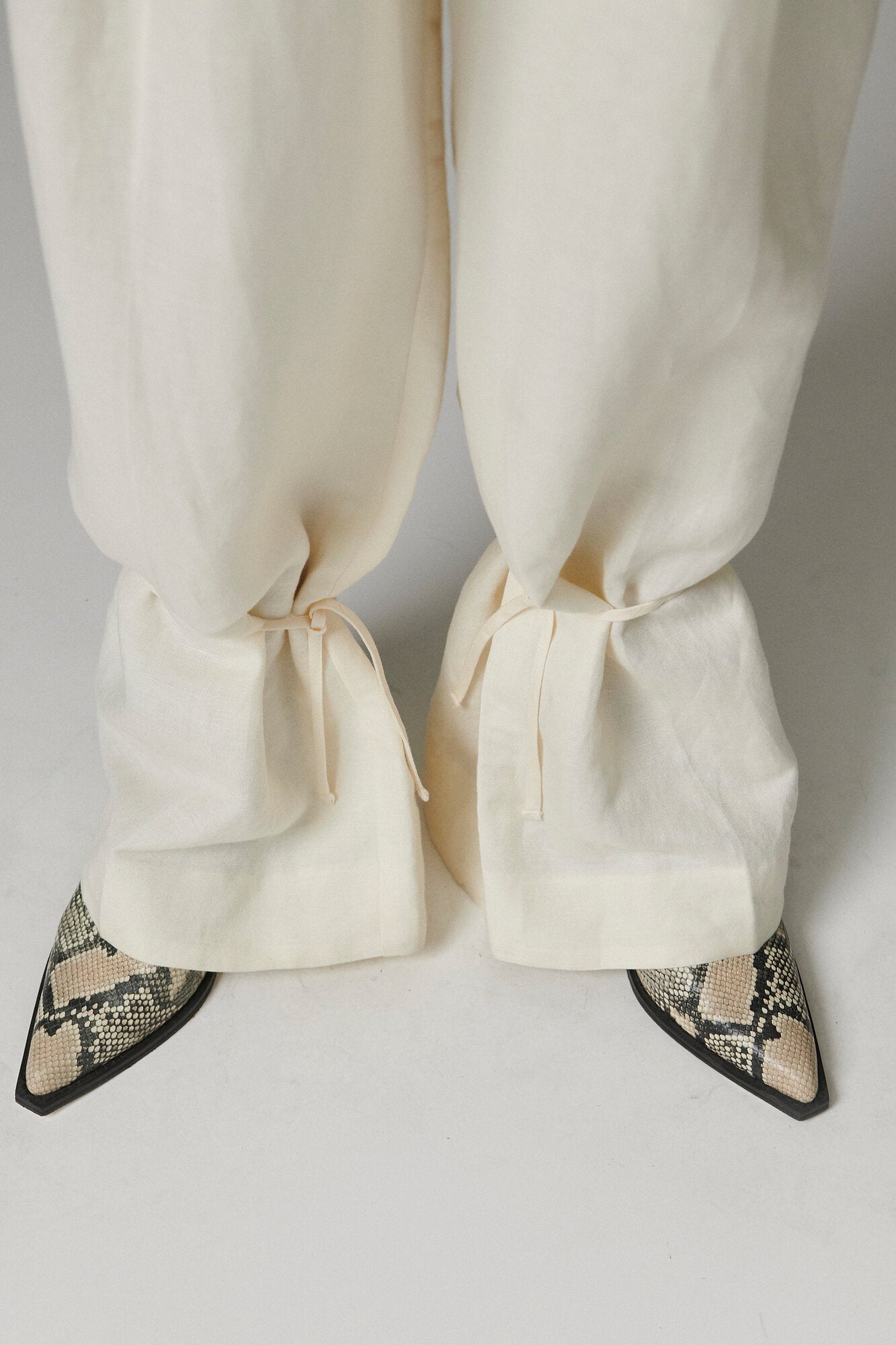 Belle Contrast Linen bukser - Jet Stream