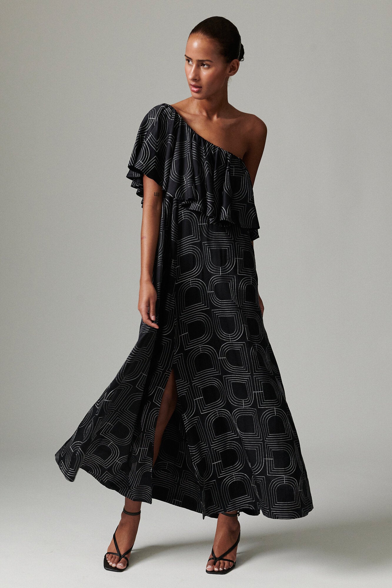 Chrissi Fluid Viscose Stitch kjole - sort