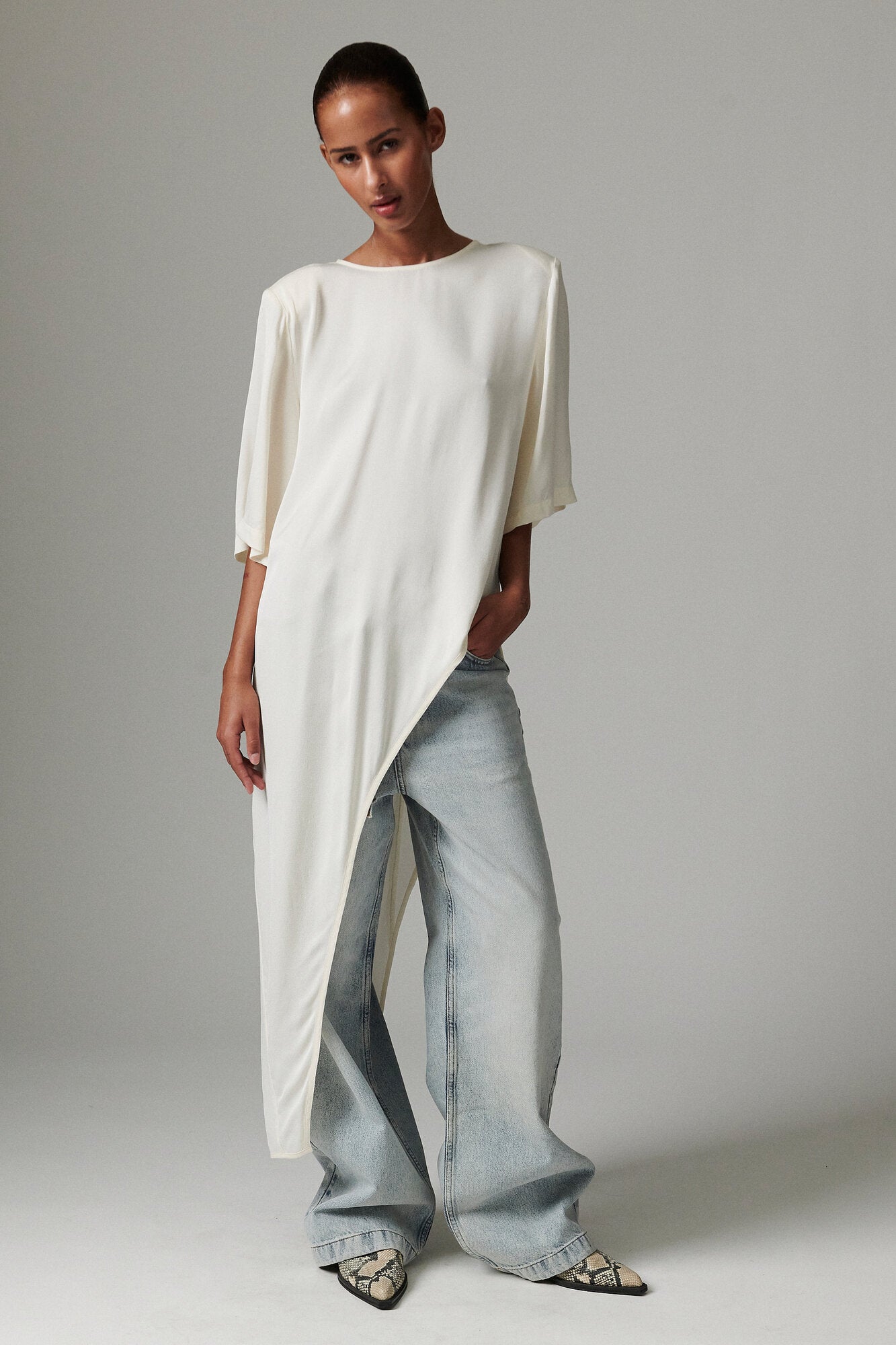 Lolly Matte Crepe t-shirt - Jet Stream