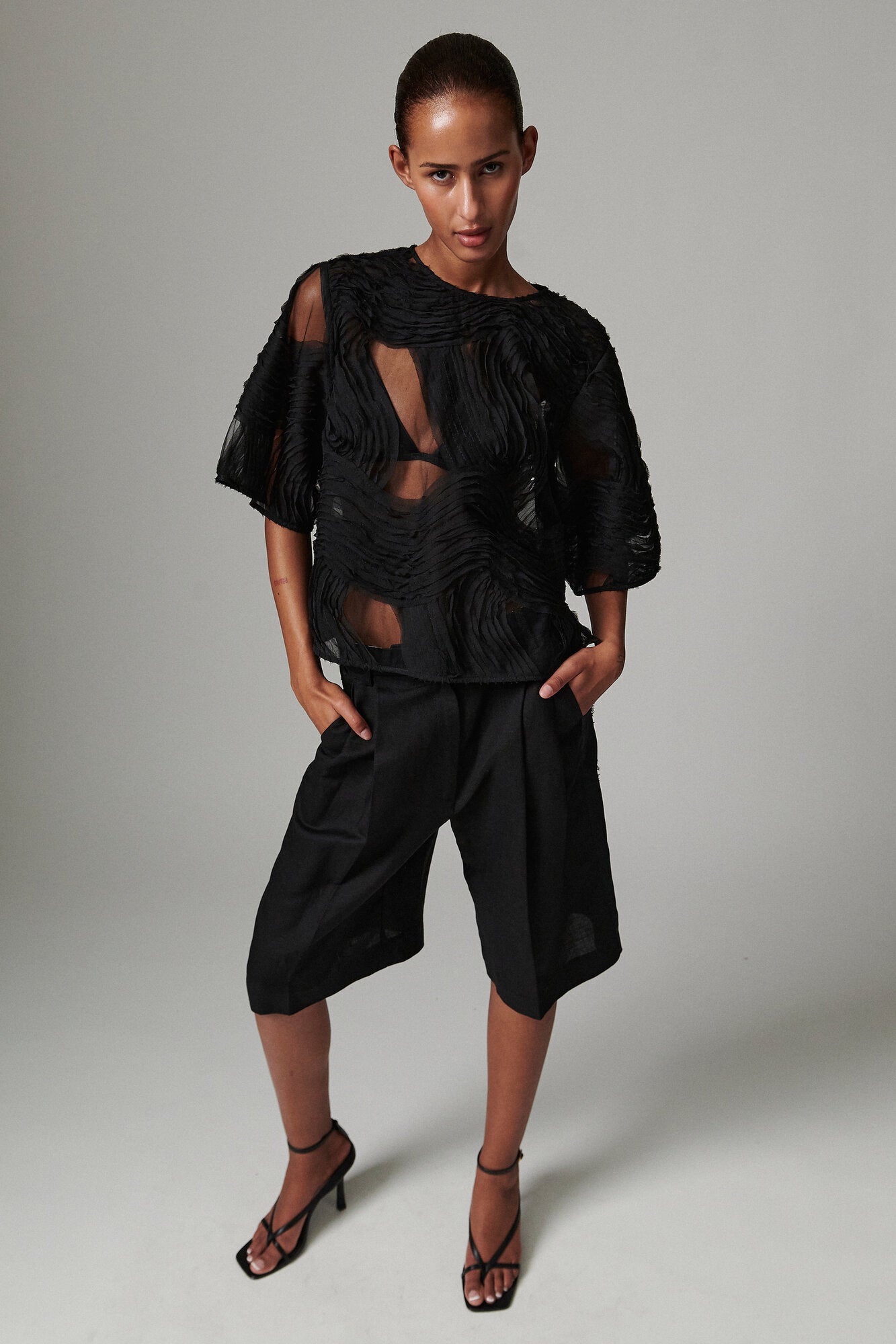 Tatiana Crochet blondebluse - sort