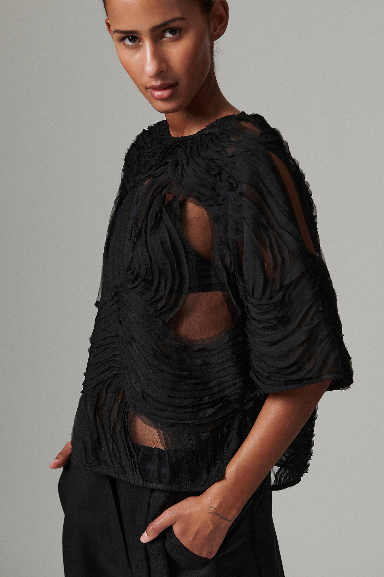 Tatiana Crochet blondebluse - sort