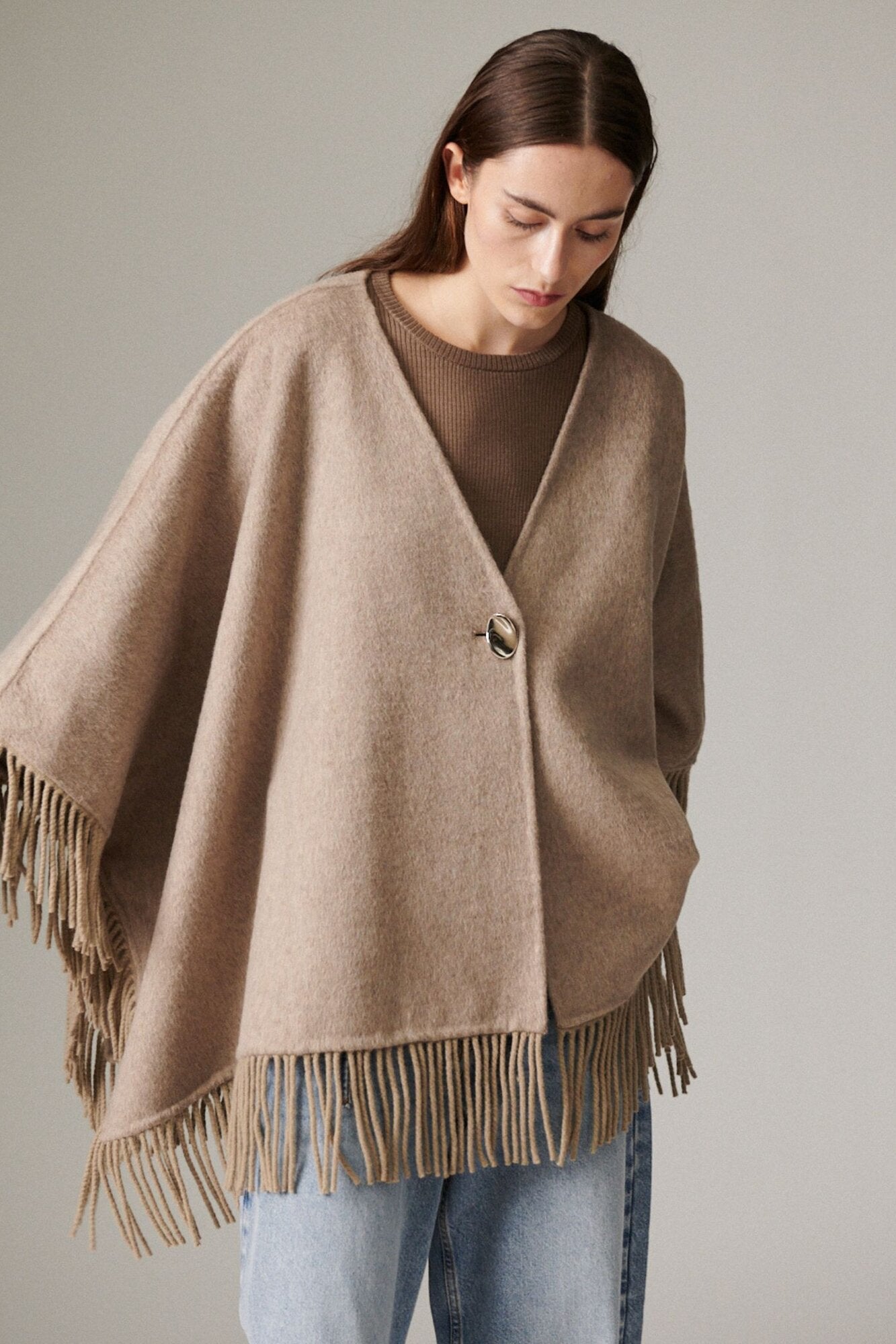 Sybil poncho - Beige Melange